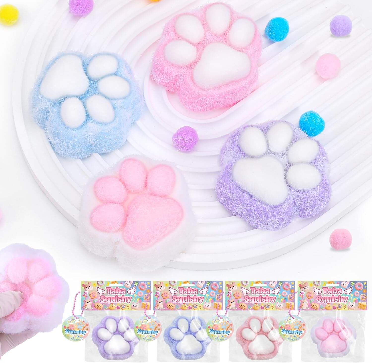 Big Taba Squishy Toys-3.15in, Handmade Ultra Soft Chick Taba Squishy Kit, Cute Fidget Toys Silicone Squeeze Toys for Kids & Adults Stress Relief