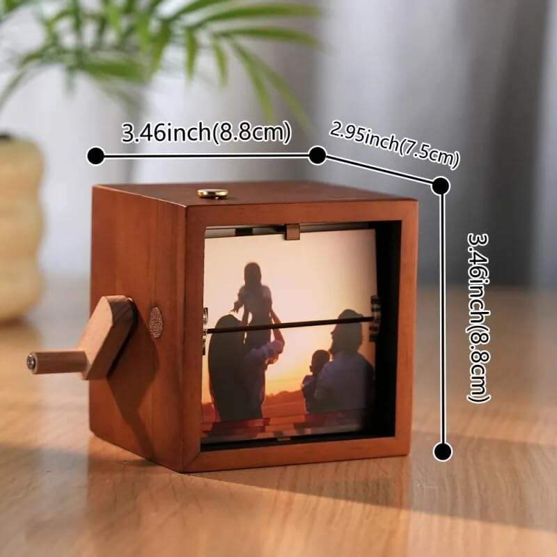 Hand Crank Photo Album with Light, Mini Photo Album, Custom Picture Flip Book Frame, Personalized Animation Machine Mechanical Hand-cranked Decoration Creative Gifts for Couple Family Mother's Day