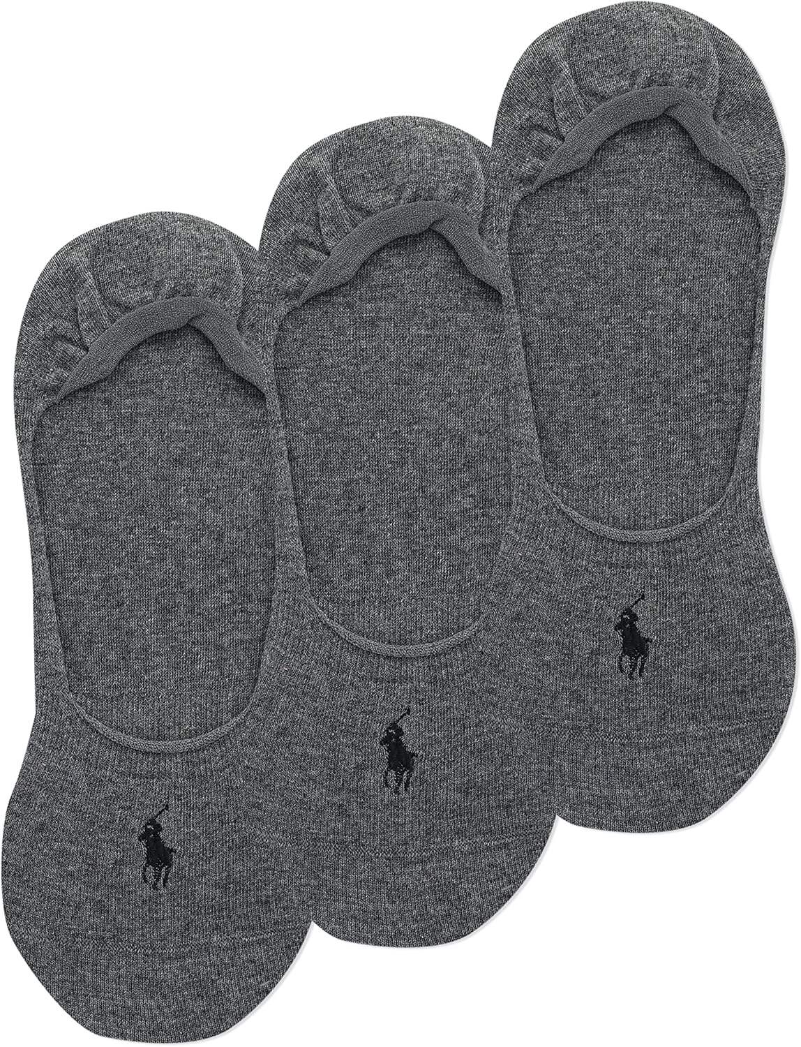 POLO RALPH LAUREN Dress Liner Socks - 3 Pair Pack - Lightweight Cotton Comfort With Non-slip Heel