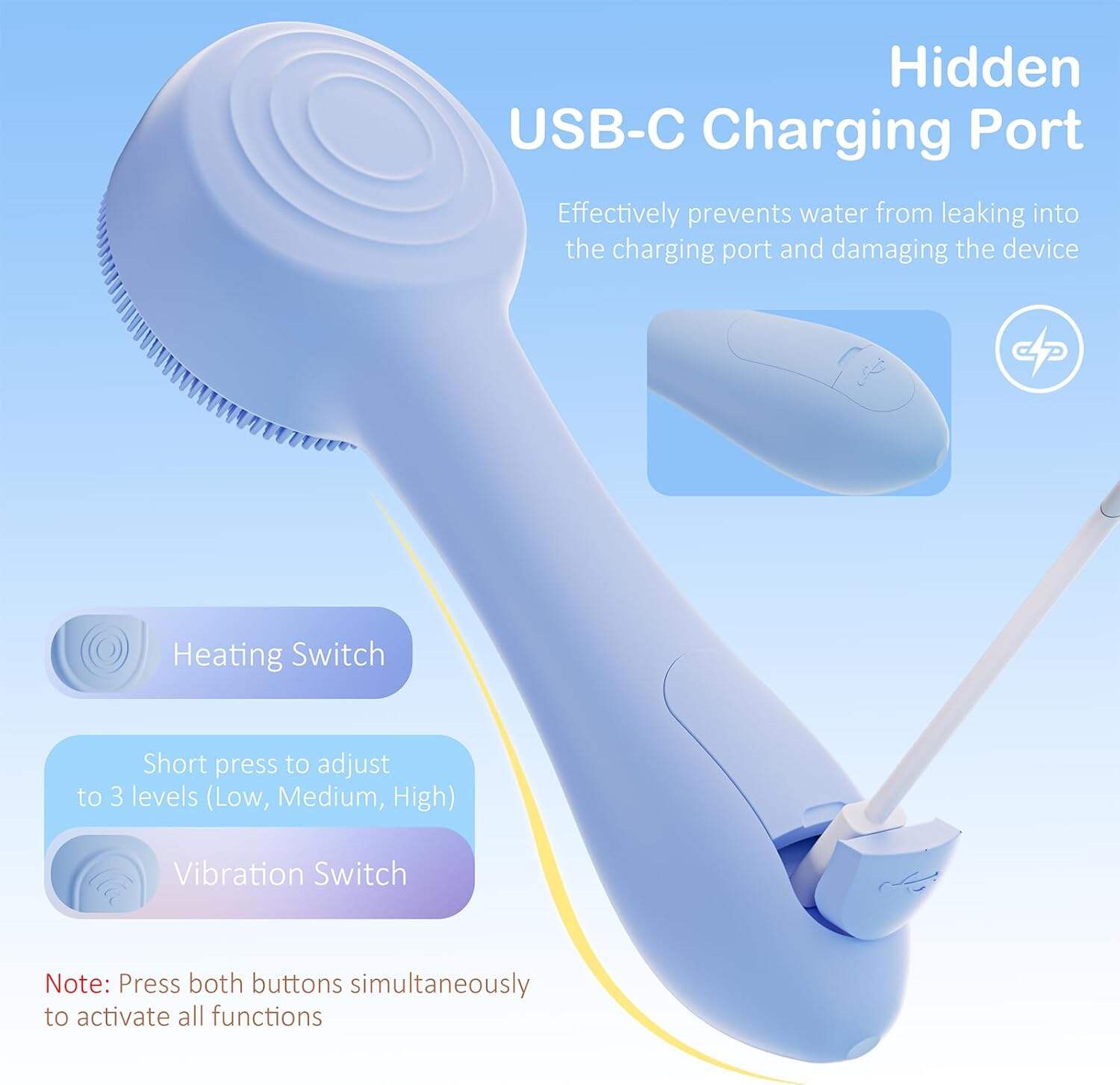 Facial Cleansing Brush Silicone Face Scrubber Waterproof Rechargeable Exfoliator Massage Device for Men & Women, Deep Pore Cleansing, Exfoliating, Removing Blackhead Electric Face Scrub Brush (Pink)