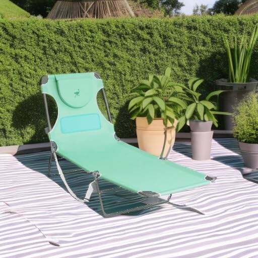 Ostrich Ladies Comfort Lounger, Foldable Beach Camping Pool Tanning Chair, Aqua