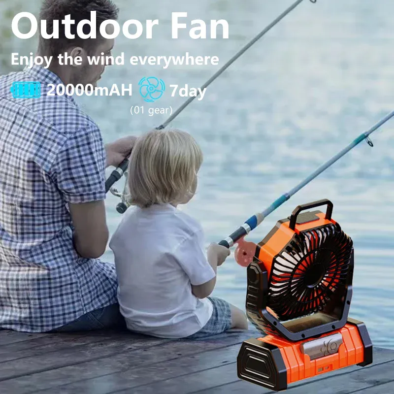 20000mAh Rechargeable LED Lantern with Portable Desk Camping Travel Office or Outdoor Use Power Bank Fan