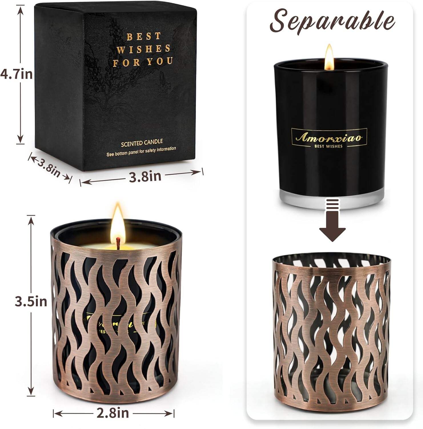 6 Pack Candles for Home Scented Aromatherapy Candle Gift Set for Women Soy Wax Long Lasting Amber Jar Candles Gift for Birthday Mother's Thanksgiving Day Present