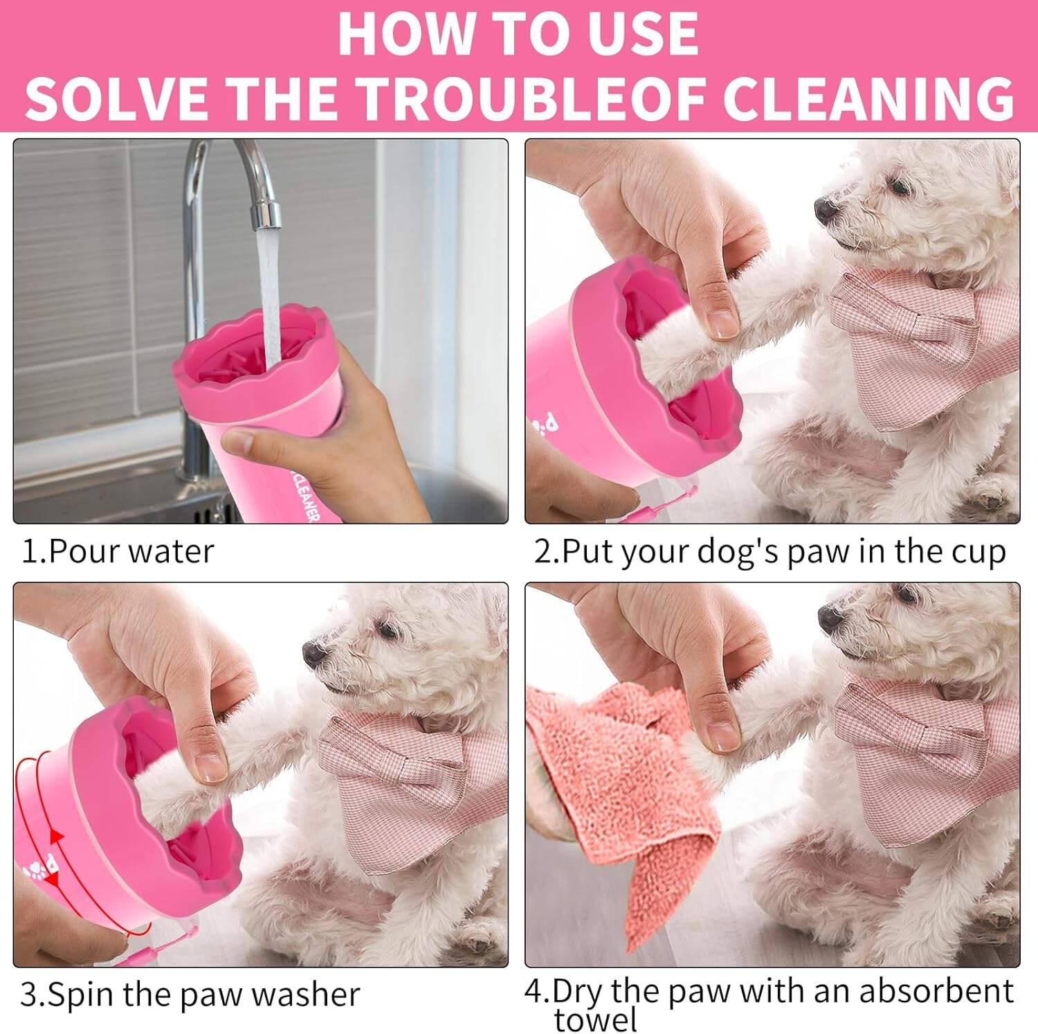 Dog Paw Cleaner, Dog Paw Washer, Paw Muddy Paw Cleaner, Pet Foot Cleaner for Small Medium Large Breed Dogs/Cats (with 3 absorbent towel)