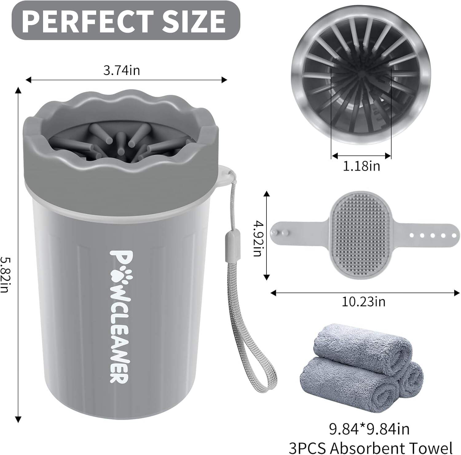 Dog Paw Cleaner, Dog Paw Washer, Paw Muddy Paw Cleaner, Pet Foot Cleaner for Small Medium Large Breed Dogs/Cats (with 3 absorbent towel)