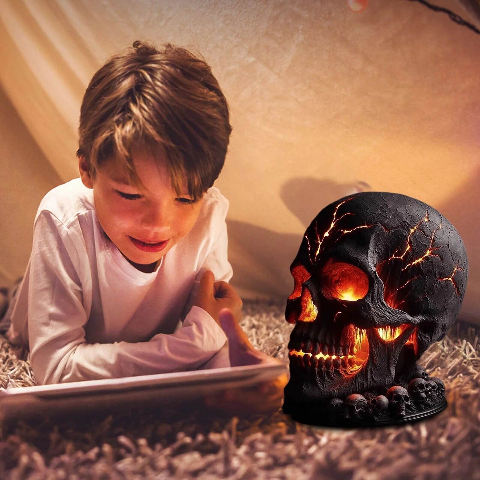 🎃Halloween Pre-sale 49% Off ☠️Gothic Lava Stone Skull Lamp