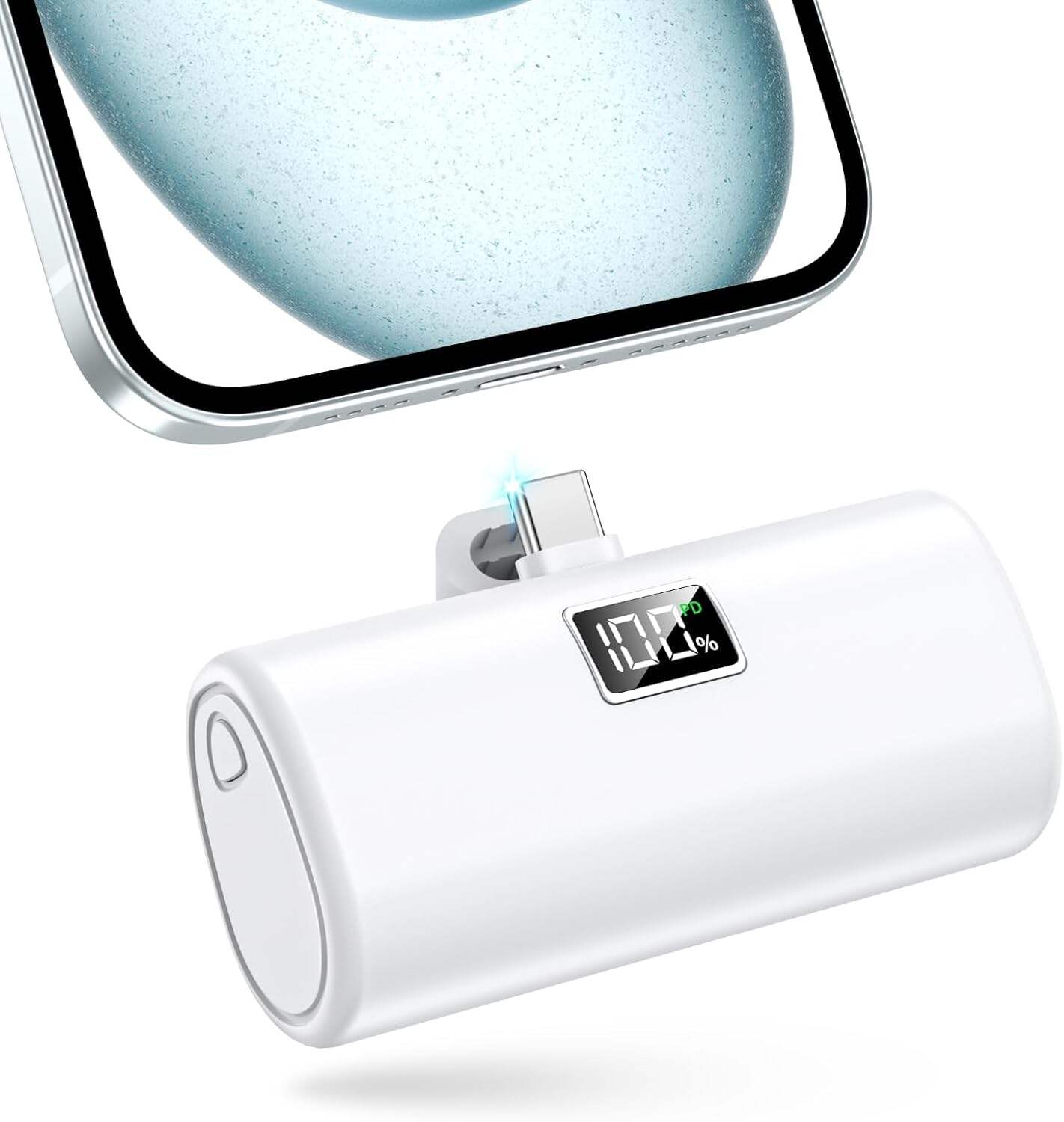 Portable Charger, 6000mAh for iPhone 15 16 Power Bank, USB-C Portable Phone Charger with Fast Charging (20W), Mini Battery Pack for iPhone 15 Pro/15 Plus/15 Promax/Samsung/Huawei Andriod - White