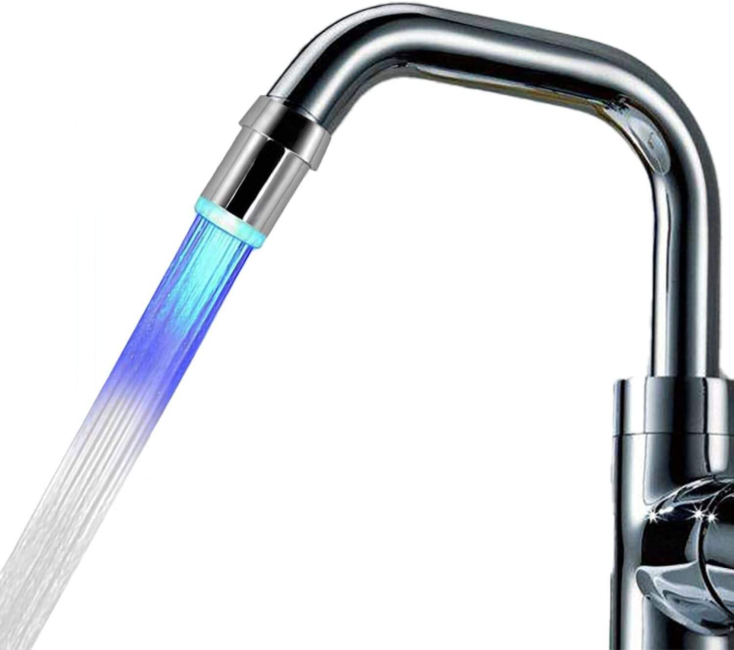 2 Pack 3-Color Temperature Sensitive Gradient LED Water Faucet Light - Color Changing Tap for Kitchen & Bathroom