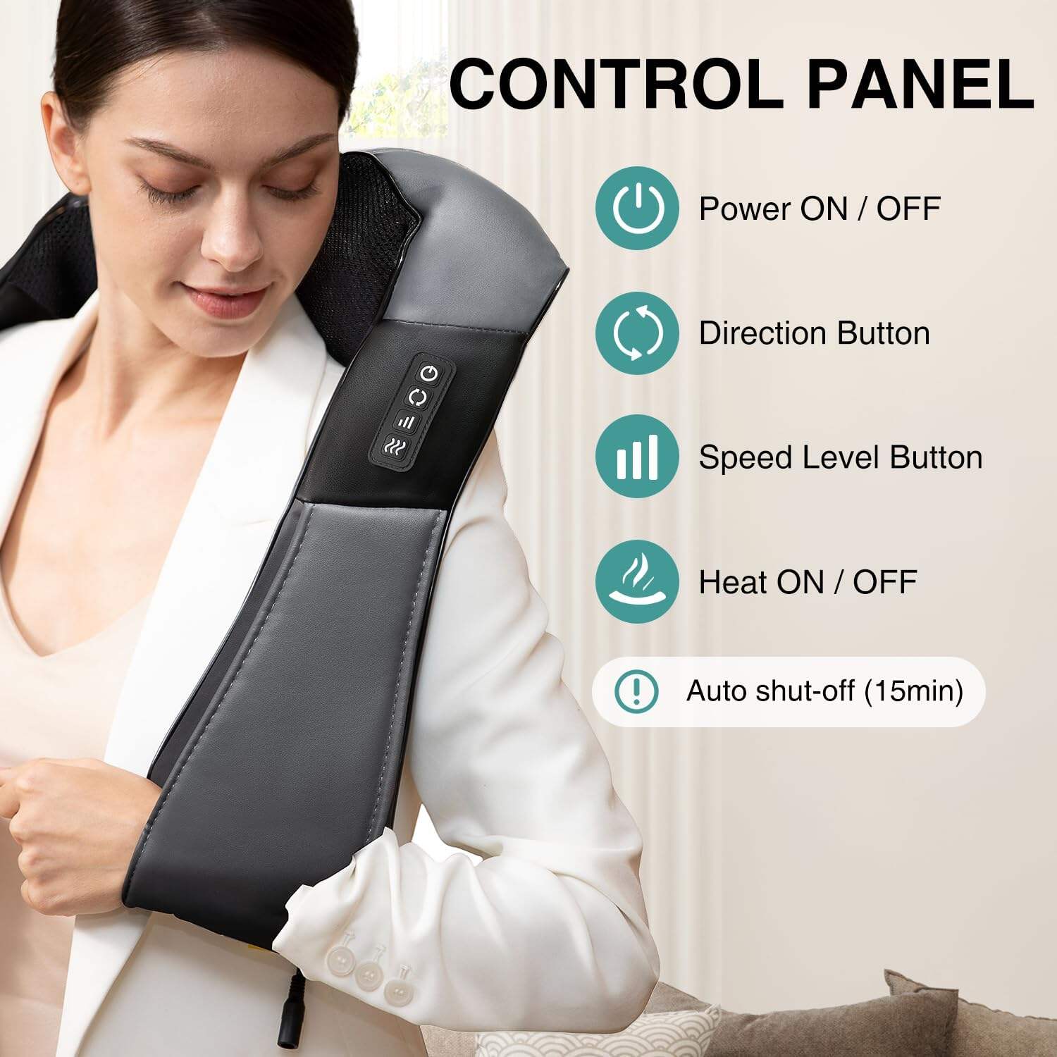 Shiatsu Neck and Back Massager with Soothing Heat, Electric Deep Tissue 3D Kneading Massage for Shoulder, Leg, Body Muscle Pain Relief, Home, Office, and Car