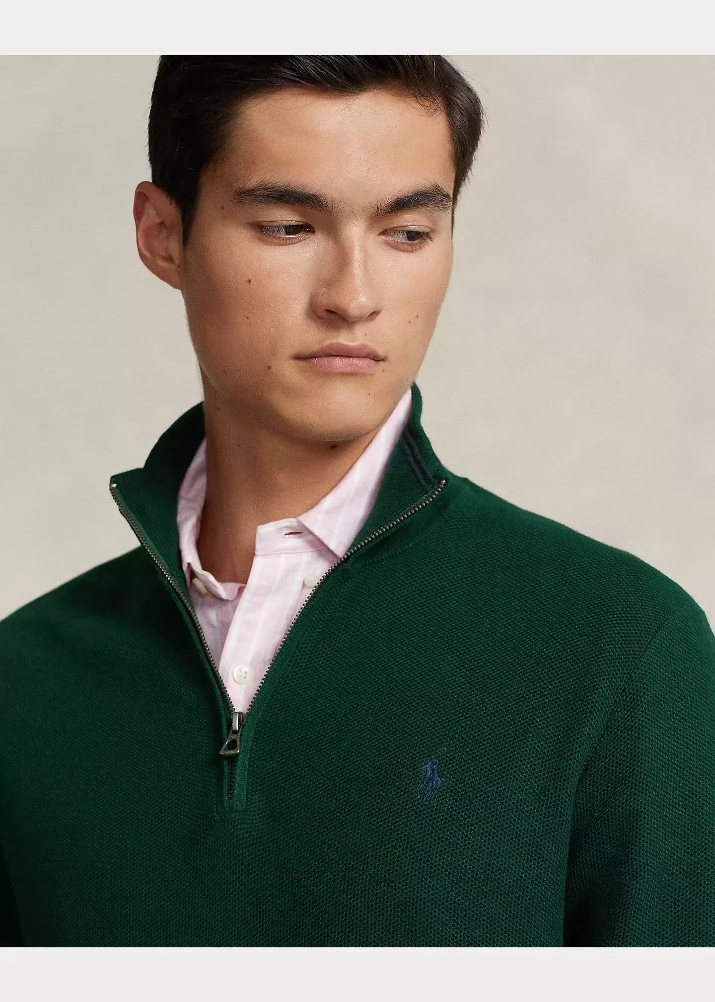 Polo Ralph Lauren Mesh-Knit Cotton Quarter-Zip Sweater