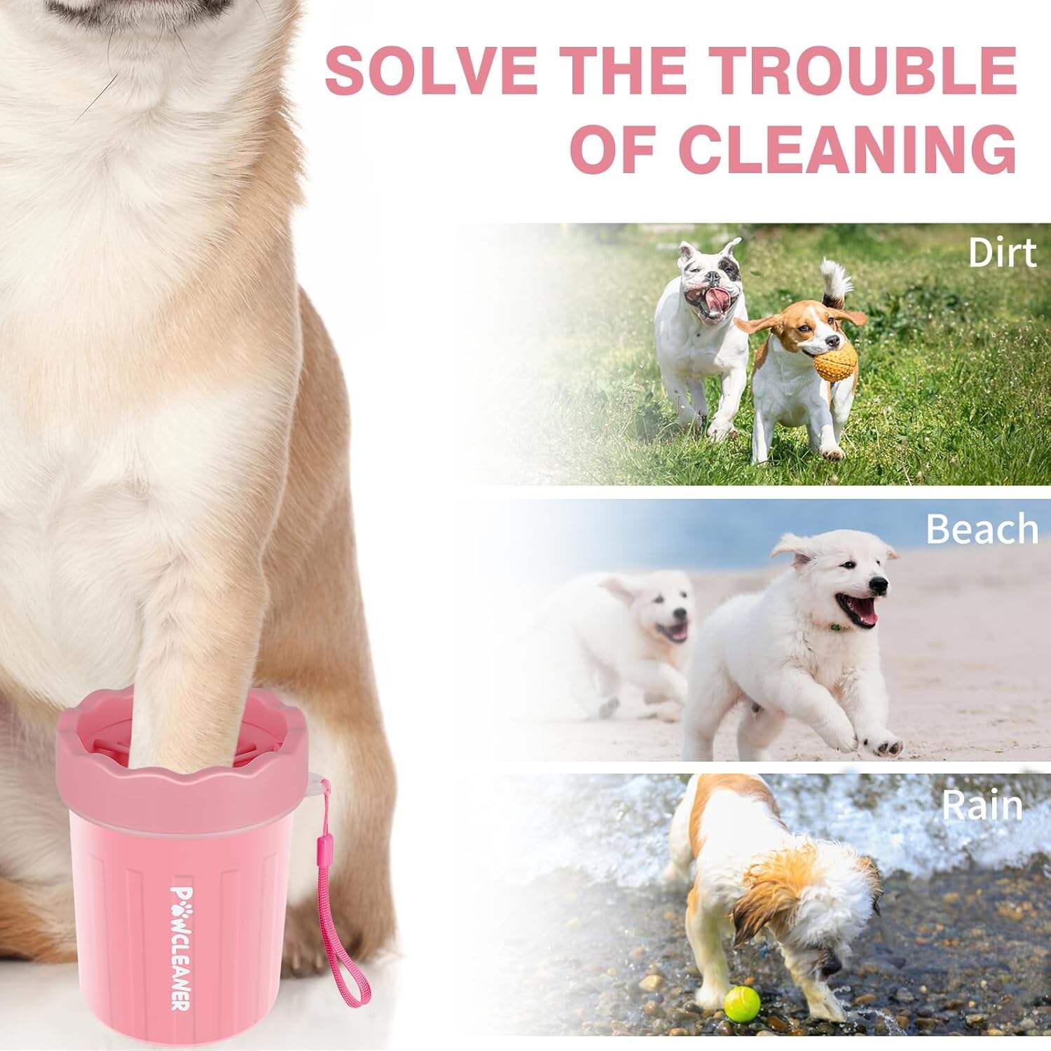 Dog Paw Cleaner, Dog Paw Washer, Paw Muddy Paw Cleaner, Pet Foot Cleaner for Small Medium Large Breed Dogs/Cats (with 3 absorbent towel)