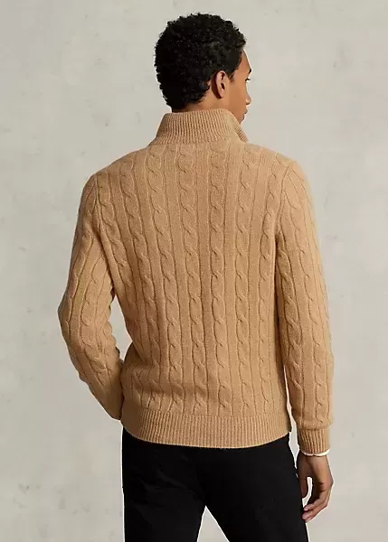 Polo Ralph Lauren Cable-Knit Cashmere Quarter-Zip Sweater