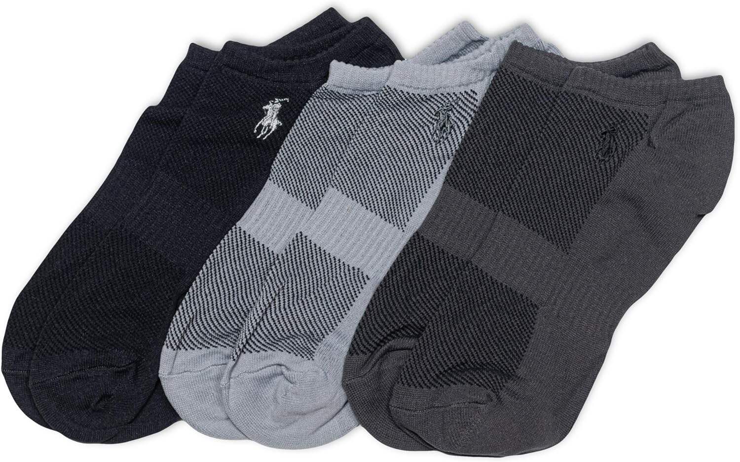 POLO RALPH LAUREN Men's Atheltic Performance Tech Low Cut Socks - 3 Pair Pack - Moisture Wicking Mesh