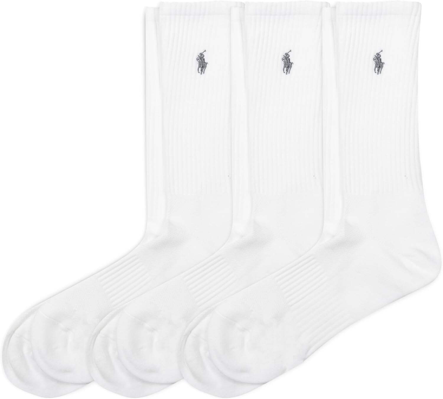 POLO RALPH LAUREN Men's Tech Athletic Crew Socks - 3 Pair Pack - Sport Cushioned Arch Support