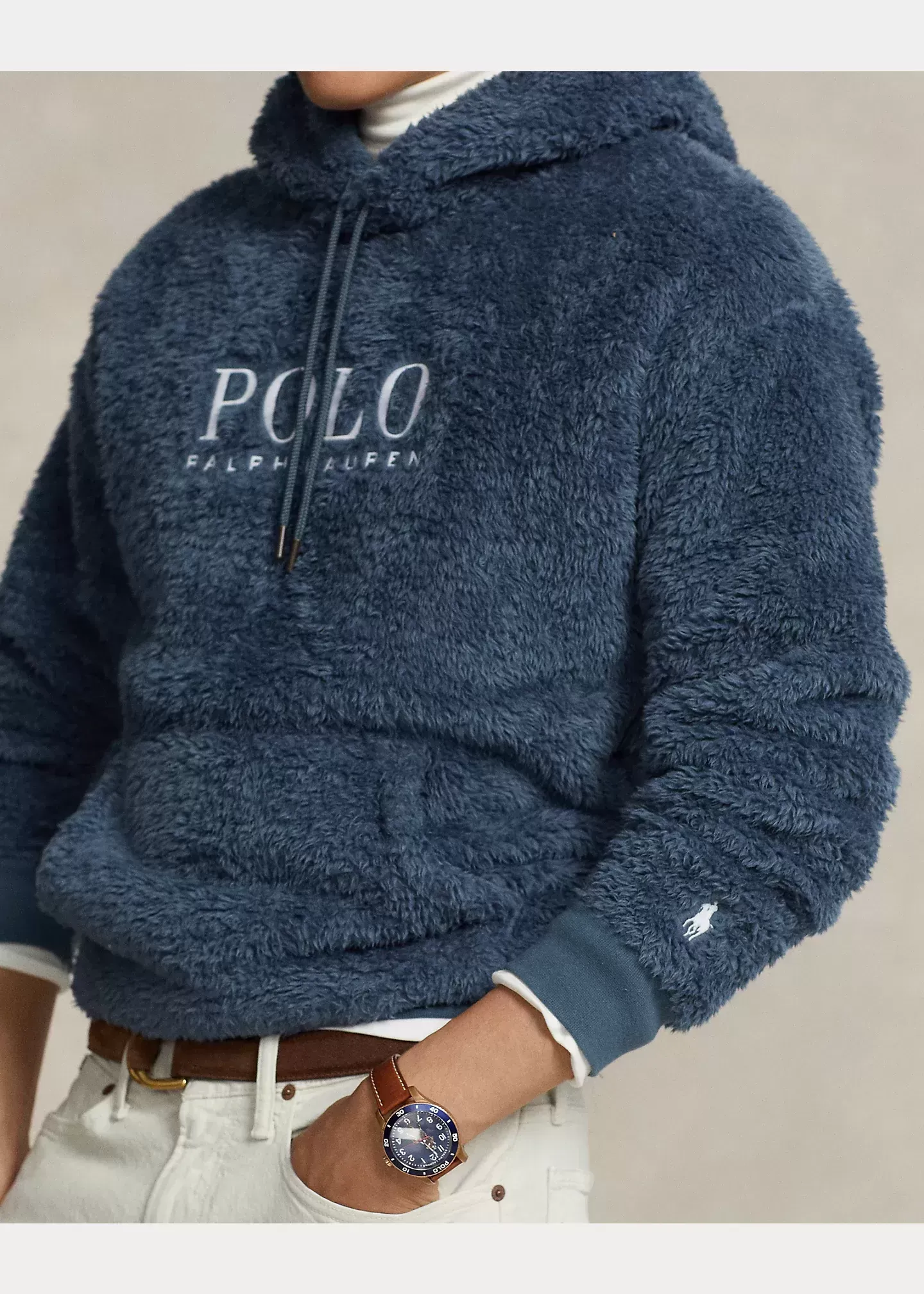 Polo Ralph Lauren Embroidered-Logo Pile Fleece Hoodie