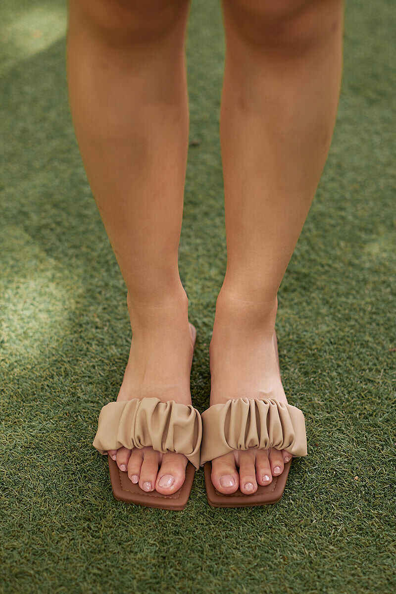 Ruching Sliders in Taupe