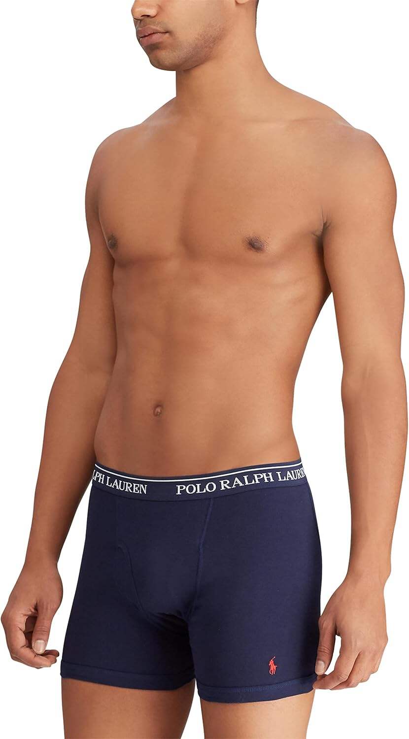 Polo Ralph Lauren Men's Classic Fit Cotton Boxer Briefs, Trunks & Long Leg Available (3 Pack)