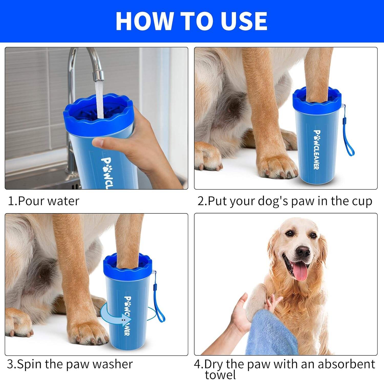 Dog Paw Cleaner, Dog Paw Washer, Paw Muddy Paw Cleaner, Pet Foot Cleaner for Small Medium Large Breed Dogs/Cats (with 3 absorbent towel)