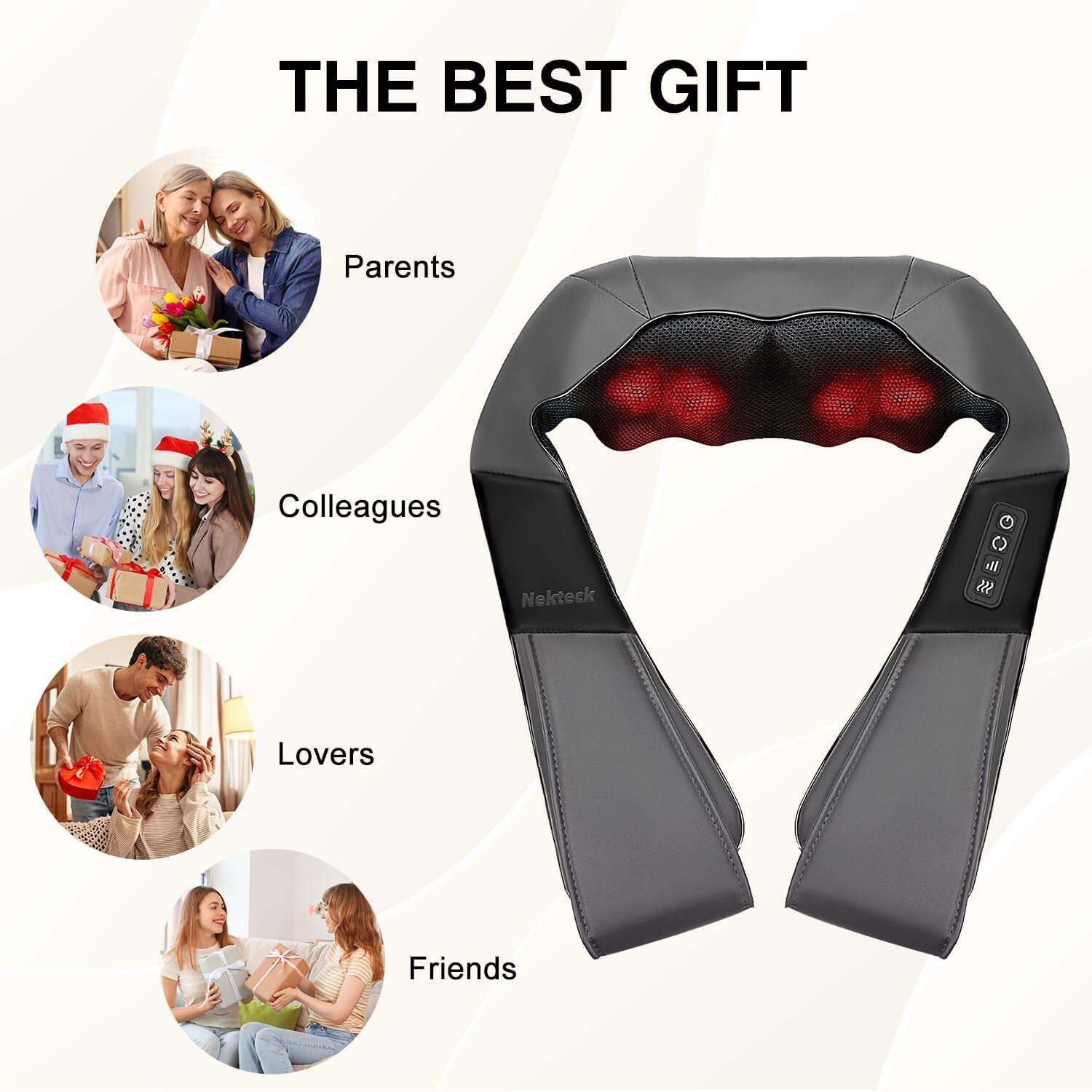Shiatsu Neck and Back Massager with Soothing Heat, Electric Deep Tissue 3D Kneading Massage for Shoulder, Leg, Body Muscle Pain Relief, Home, Office, and Car