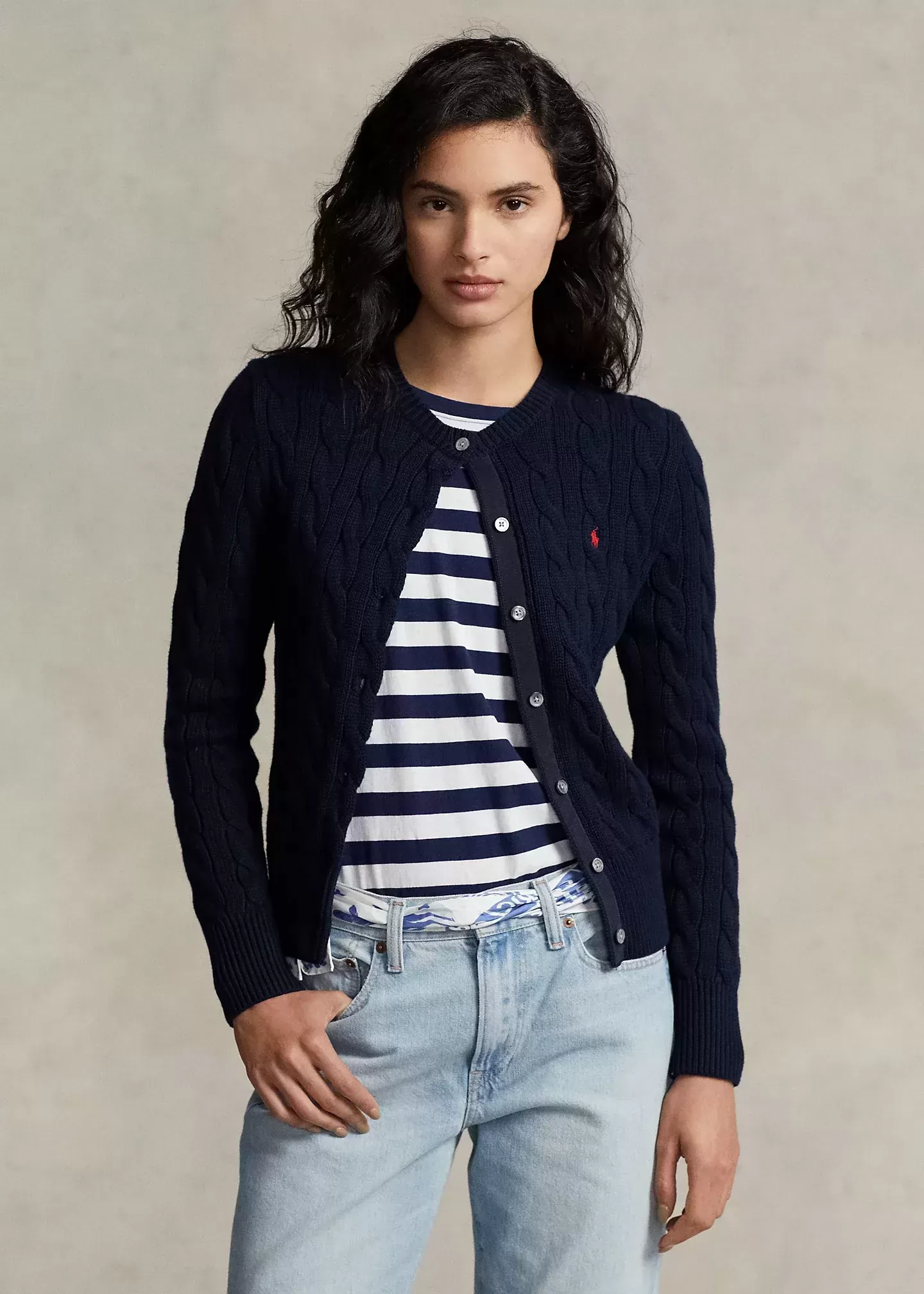 Polo Ralph Lauren Cable-Knit Cotton Crewneck Cardigan