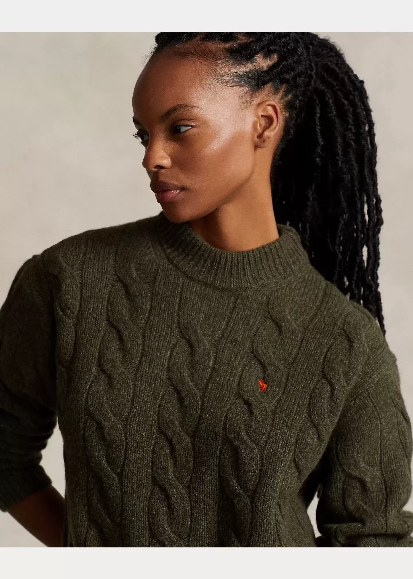 Polo Ralph Lauren Cable Wool-Cashmere Mockneck Sweater