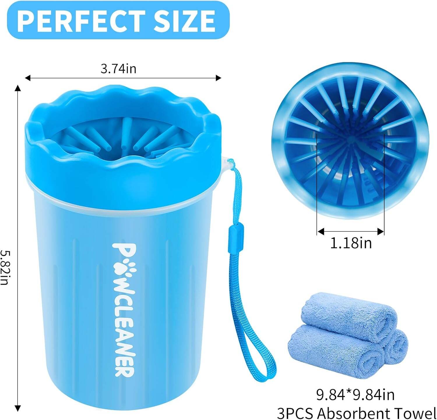 Dog Paw Cleaner, Dog Paw Washer, Paw Muddy Paw Cleaner, Pet Foot Cleaner for Small Medium Large Breed Dogs/Cats (with 3 absorbent towel)