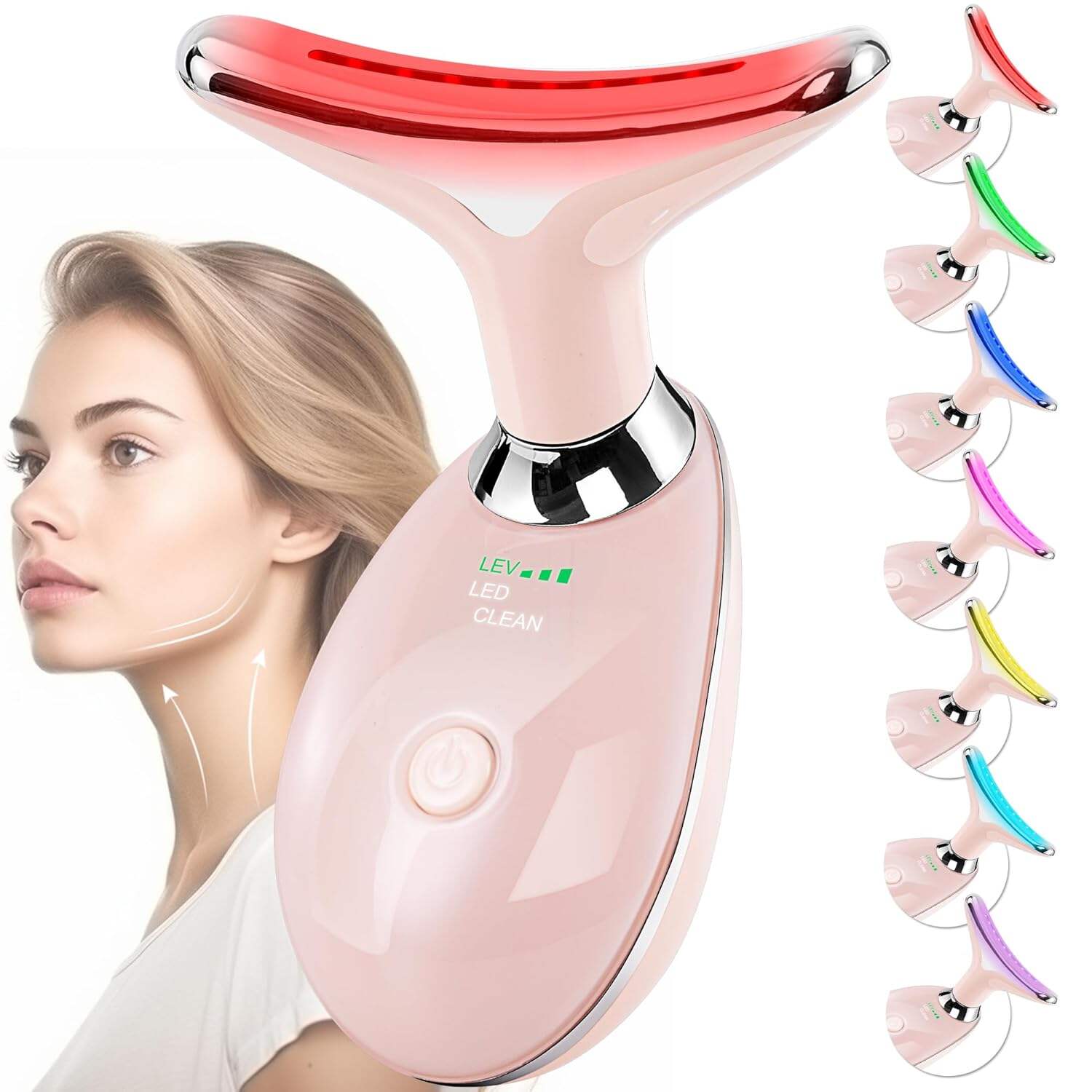 Facial Massager Red-Light-Therapy-for-Face and Neck, Face 𝖲 culpting Wand with 7 Color