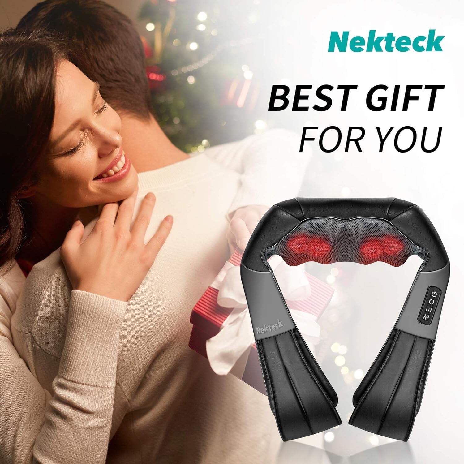 Shiatsu Neck and Back Massager with Soothing Heat, Electric Deep Tissue 3D Kneading Massage for Shoulder, Leg, Body Muscle Pain Relief, Home, Office, and Car