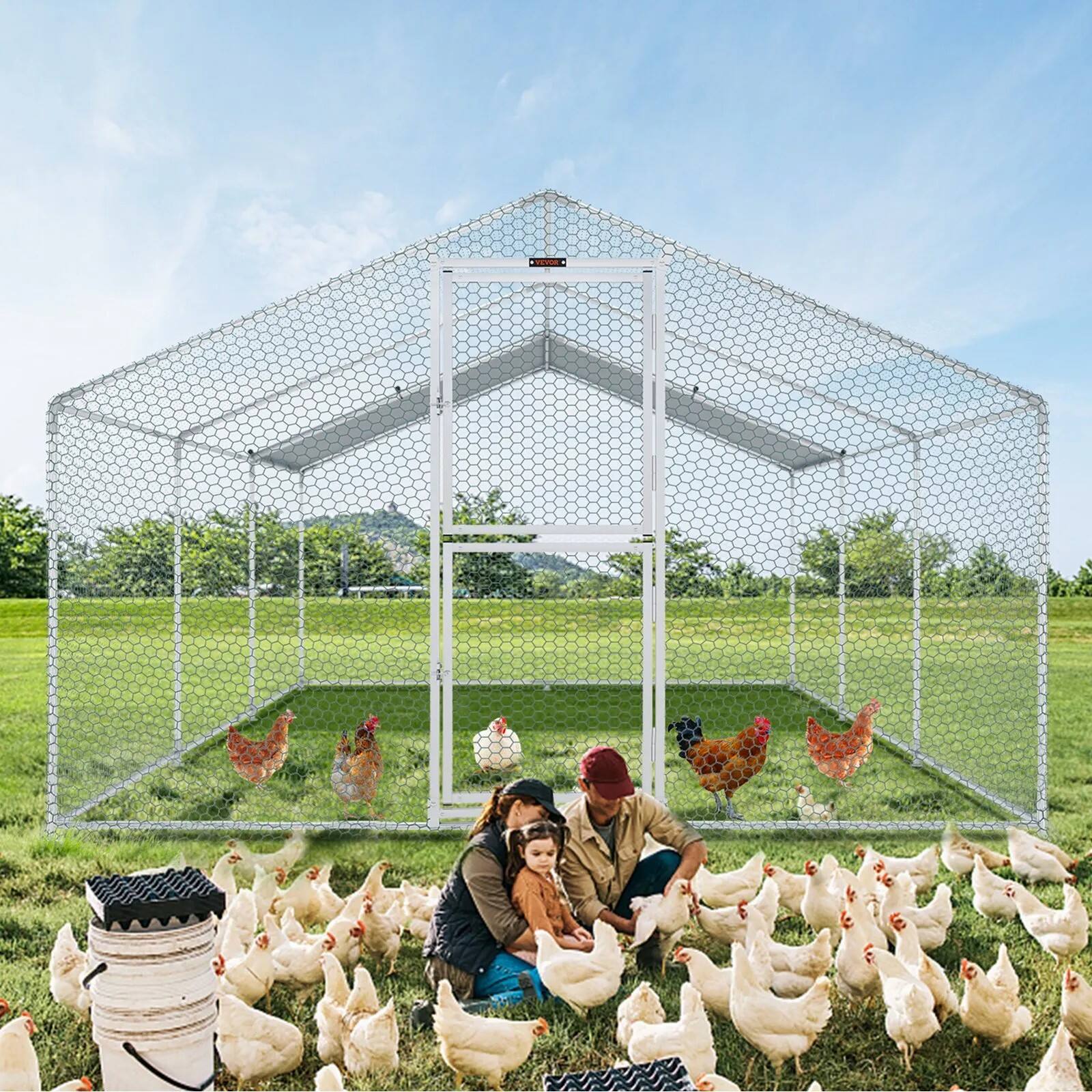 VEVOR Large Metal Chicken Coop with Run