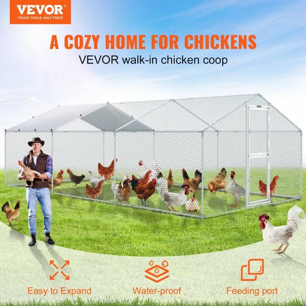 VEVOR Large Metal Chicken Coop with Run