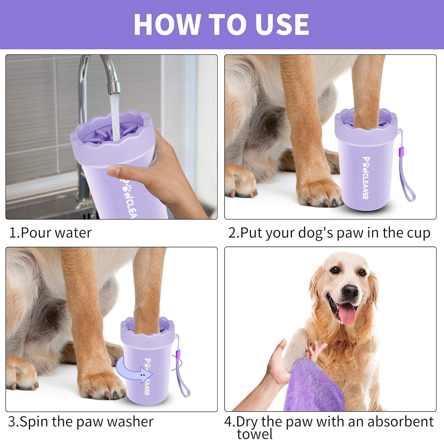 Dog Paw Cleaner, Dog Paw Washer, Paw Muddy Paw Cleaner, Pet Foot Cleaner for Small Medium Large Breed Dogs/Cats (with 3 absorbent towel)