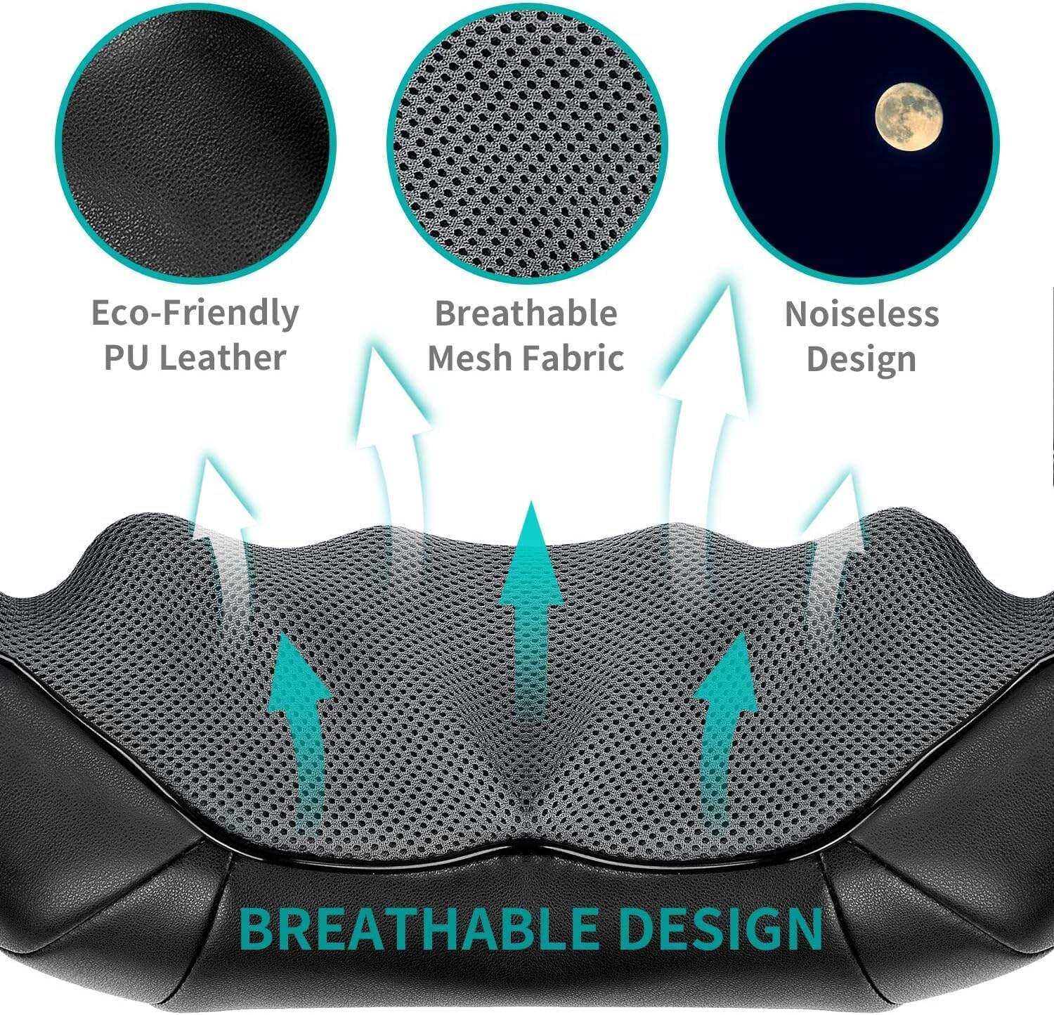 Shiatsu Neck and Back Massager with Soothing Heat, Electric Deep Tissue 3D Kneading Massage for Shoulder, Leg, Body Muscle Pain Relief, Home, Office, and Car