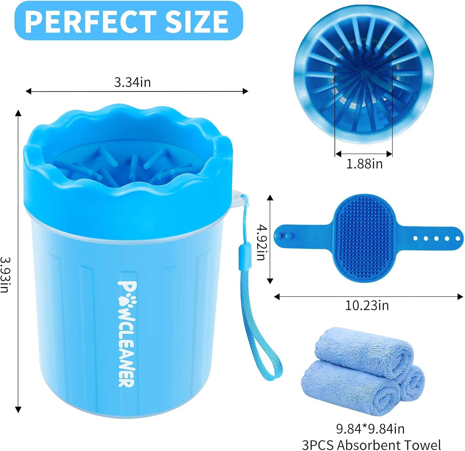 Dog Paw Cleaner, Dog Paw Washer, Paw Muddy Paw Cleaner, Pet Foot Cleaner for Small Medium Large Breed Dogs/Cats (with 3 absorbent towel)