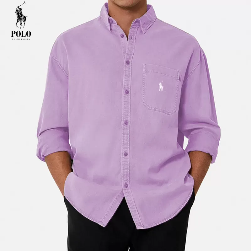 Ralph Lauren Men's Cotton Basic Denim Long Sleeve Shirt