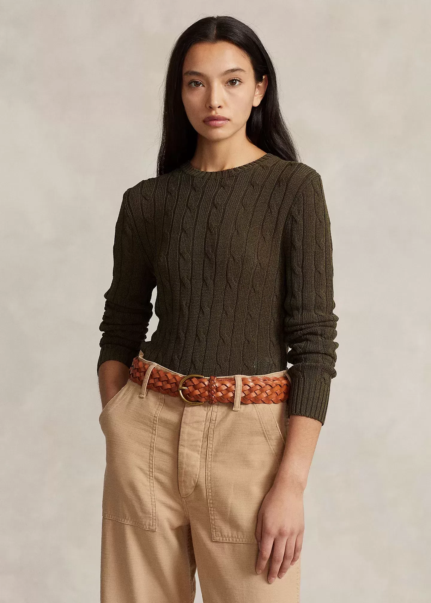 Polo Ralph Lauren Cable-Knit Cotton-Blend Crewneck Sweater