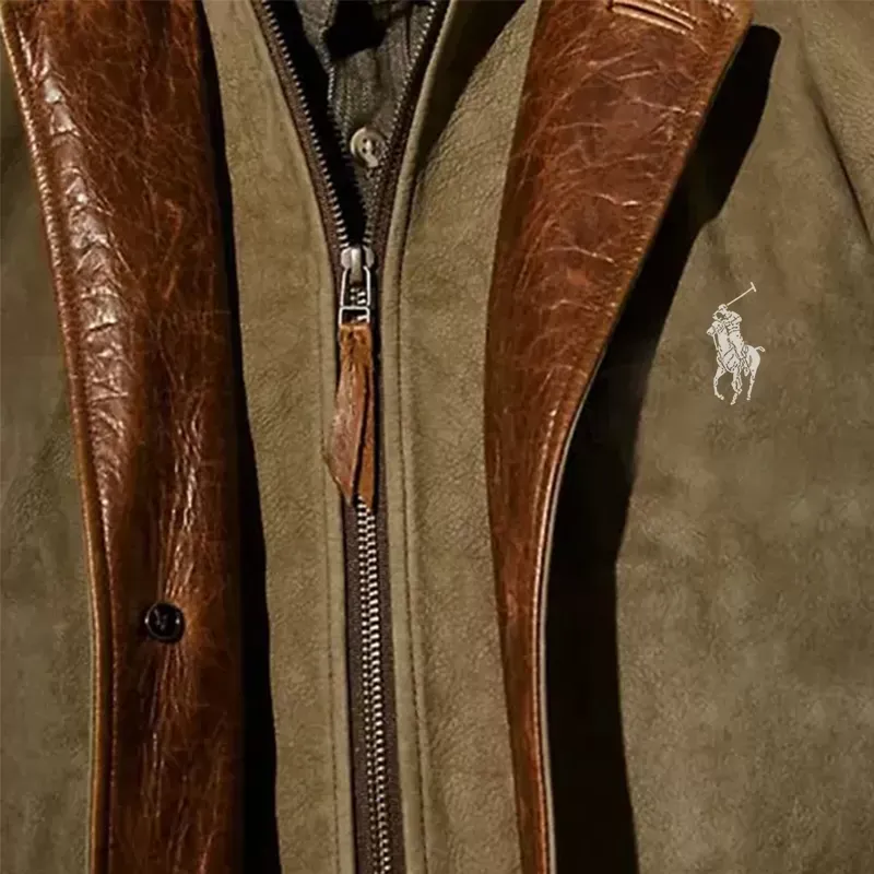 Ralph Lauren Men's vintage jacket with double-layer fur collar and suede coat