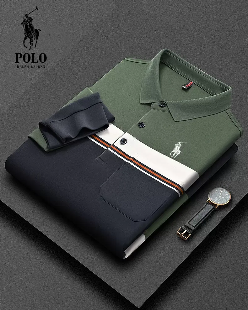 Ralph Lauren Men's Striped Long Sleeve Business Casual Polo Shirt