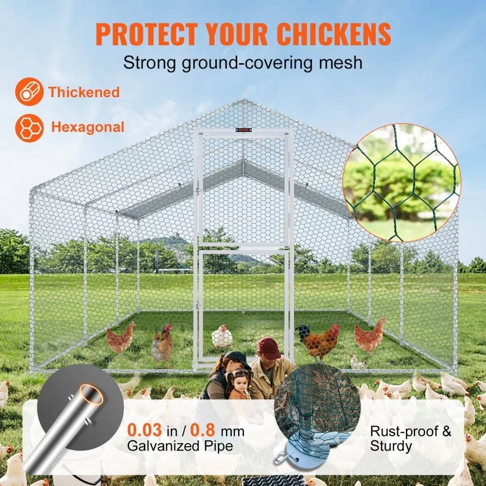 VEVOR Large Metal Chicken Coop with Run