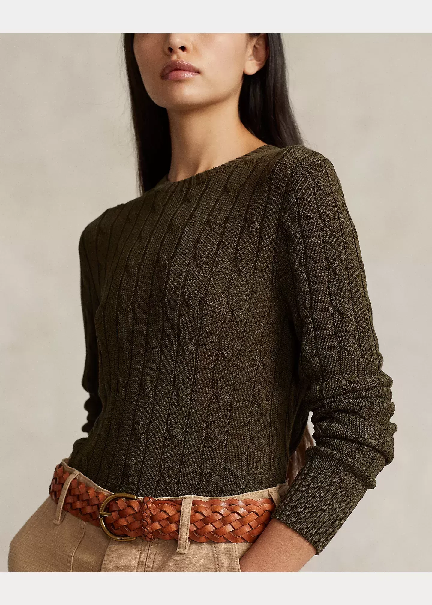 Polo Ralph Lauren Cable-Knit Cotton-Blend Crewneck Sweater
