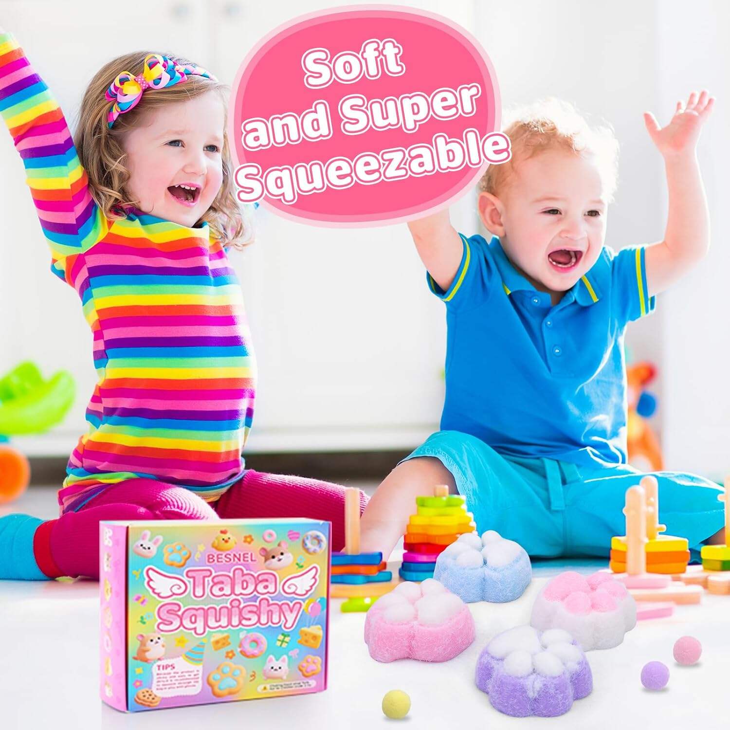 Big Taba Squishy Toys-3.15in, Handmade Ultra Soft Chick Taba Squishy Kit, Cute Fidget Toys Silicone Squeeze Toys for Kids & Adults Stress Relief