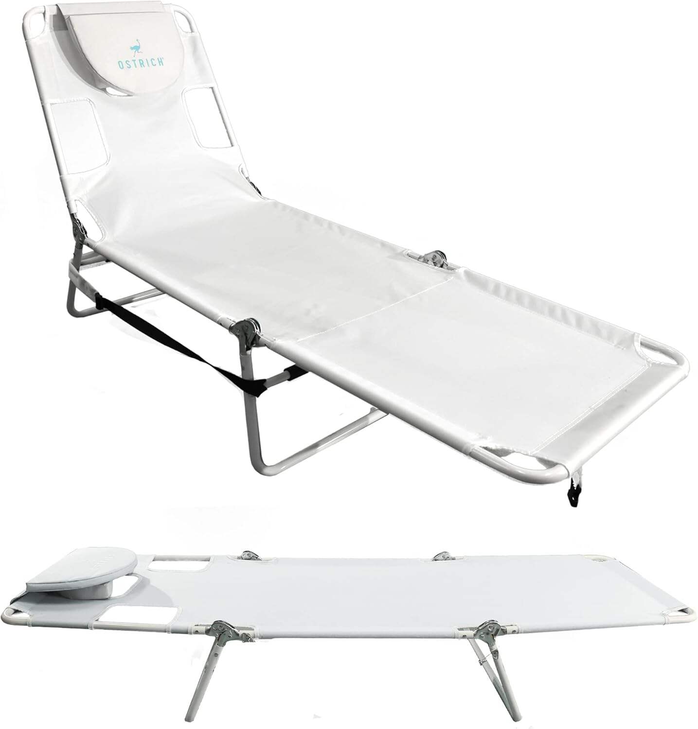Ostrich Ladies Comfort Lounger, Foldable Beach Camping Pool Tanning Chair, Aqua