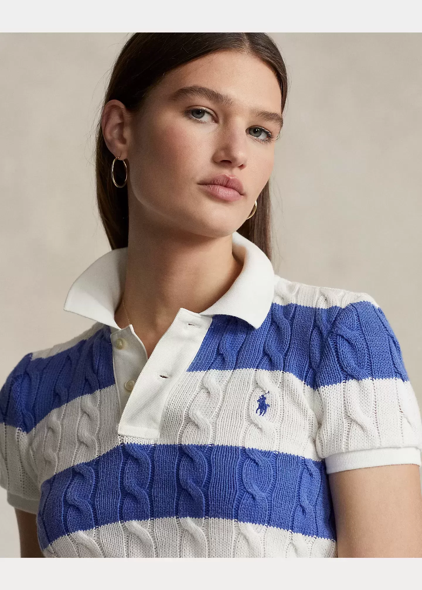 Polo Ralph Lauren Slim Fit Cable-Knit Polo Shirt