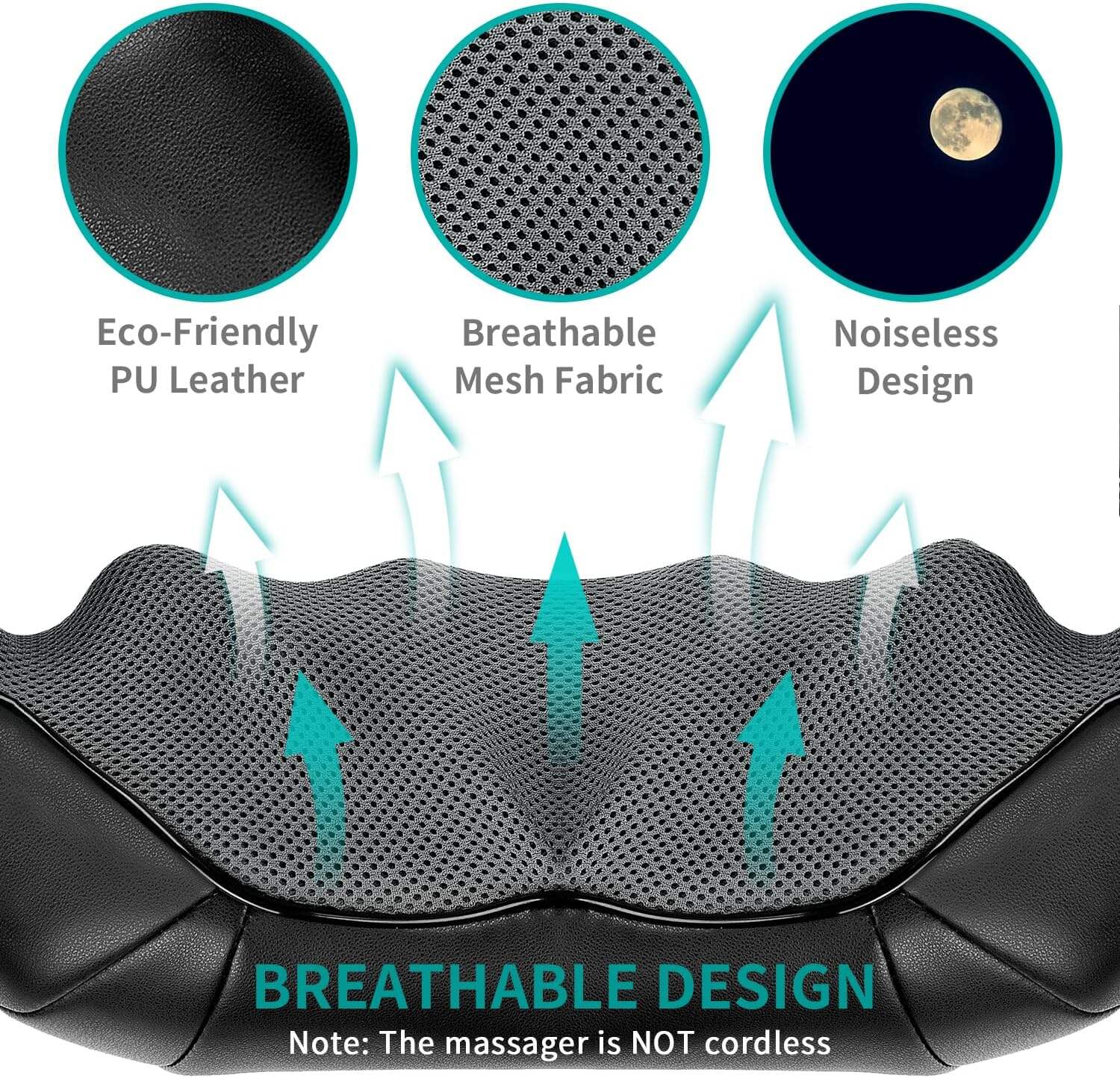 Shiatsu Neck and Back Massager with Soothing Heat, Electric Deep Tissue 3D Kneading Massage for Shoulder, Leg, Body Muscle Pain Relief, Home, Office, and Car