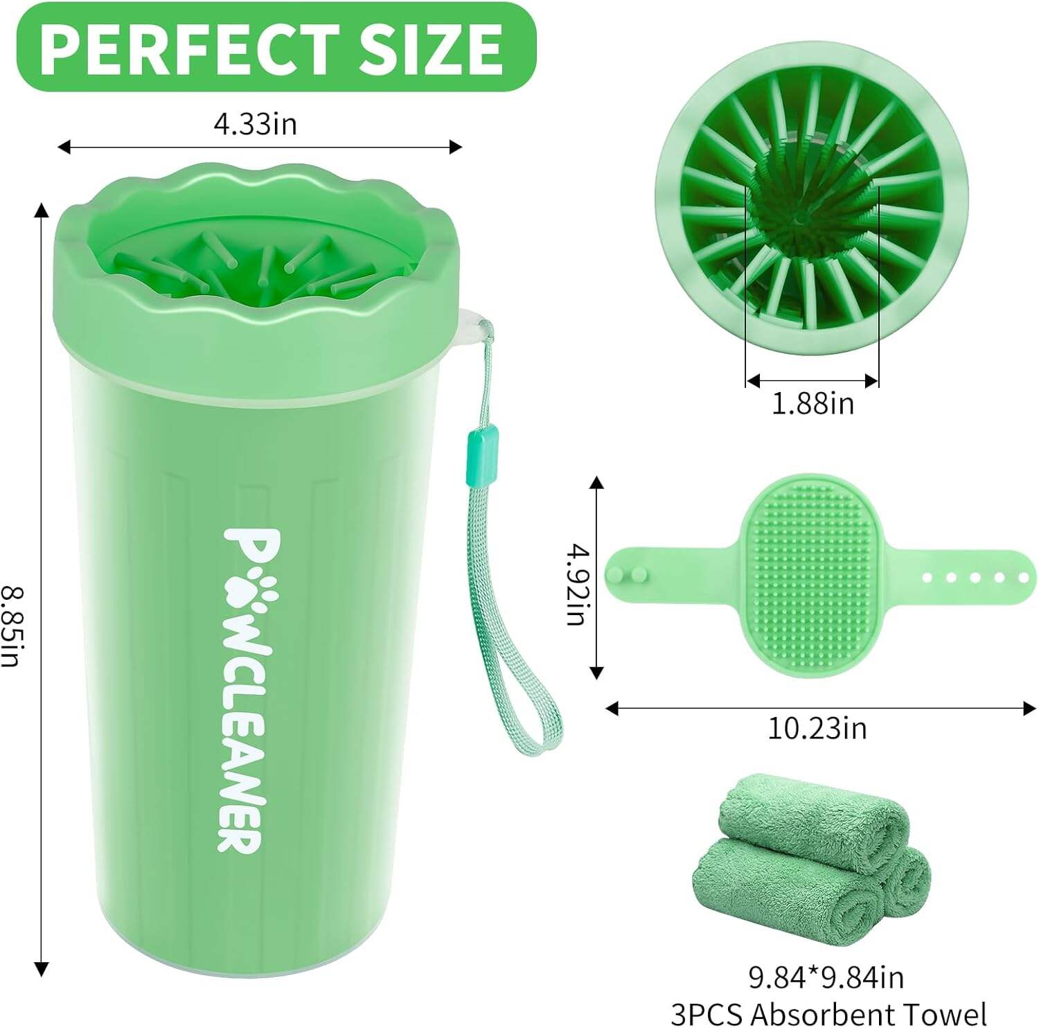 Dog Paw Cleaner, Dog Paw Washer, Paw Muddy Paw Cleaner, Pet Foot Cleaner for Small Medium Large Breed Dogs/Cats (with 3 absorbent towel)