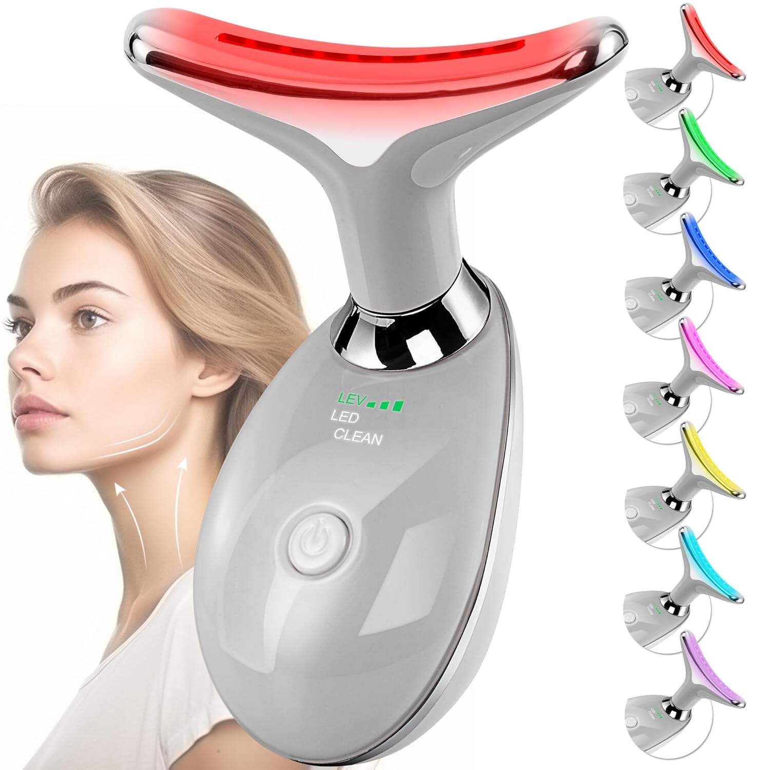 Facial Massager Red-Light-Therapy-for-Face and Neck, Face 𝖲 culpting Wand with 7 Color