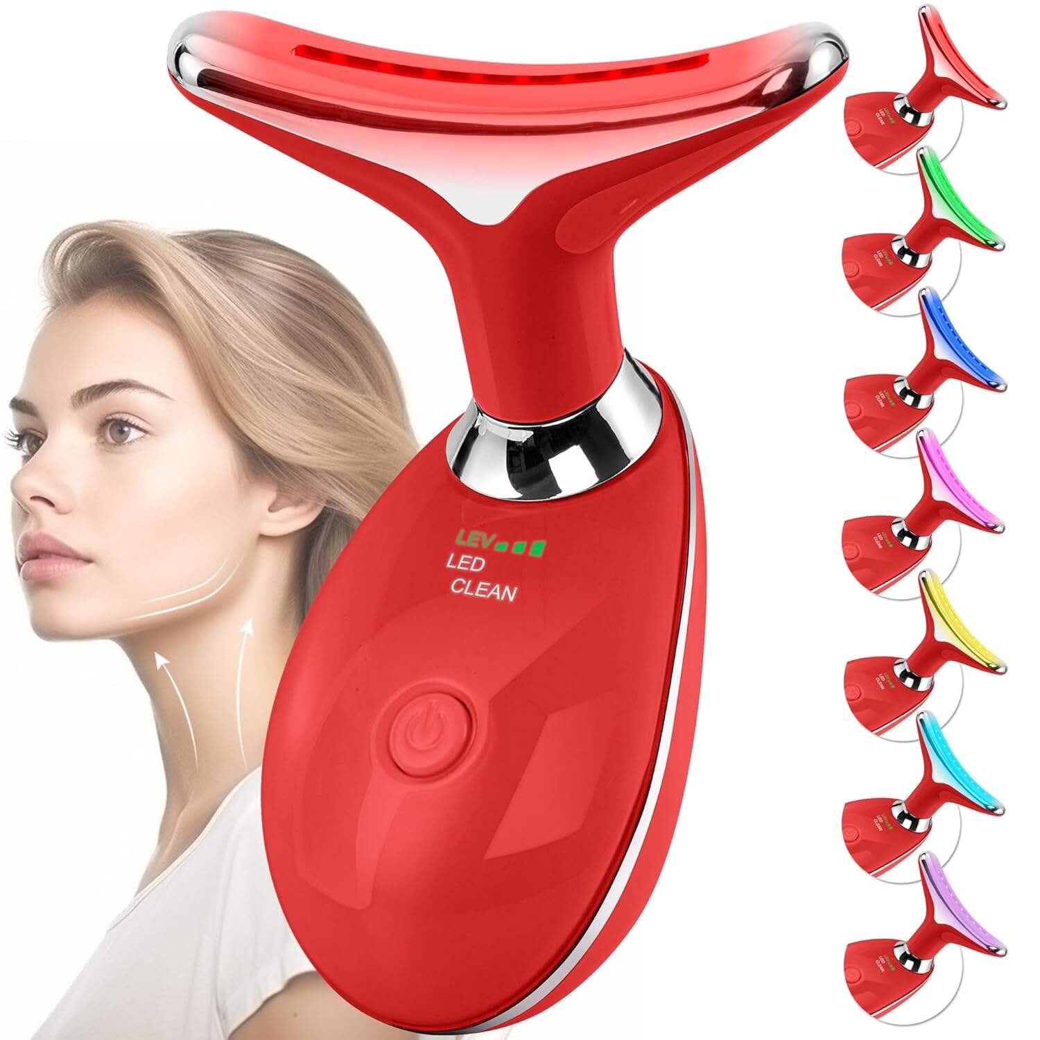 Facial Massager Red-Light-Therapy-for-Face and Neck, Face 𝖲 culpting Wand with 7 Color