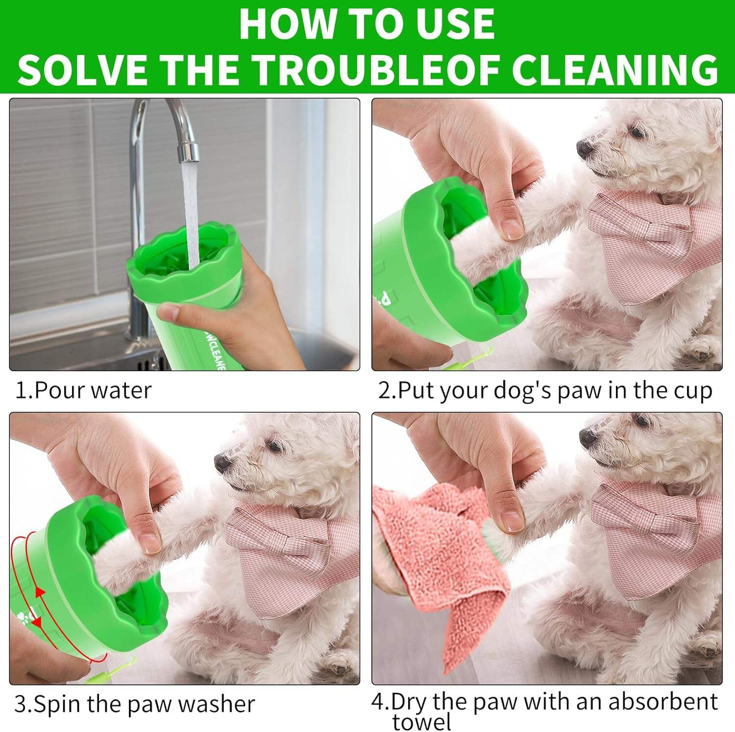 Dog Paw Cleaner, Dog Paw Washer, Paw Muddy Paw Cleaner, Pet Foot Cleaner for Small Medium Large Breed Dogs/Cats (with 3 absorbent towel)