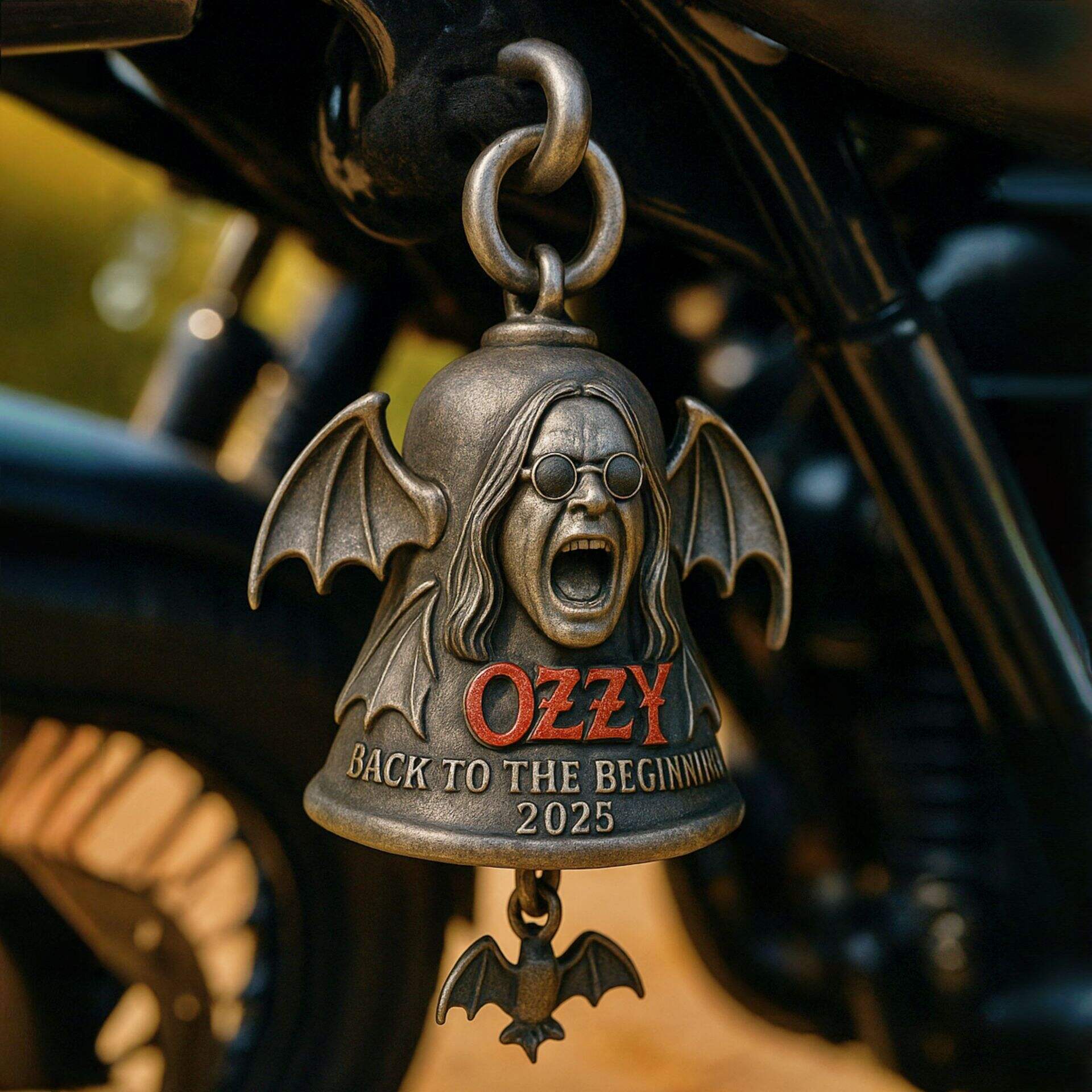 Handmade Ozzy Osbourne Motorcycle Bell Or Keychains For Good Luck