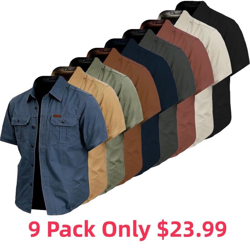 Cow Print Casual Men's work shirt short sleeve