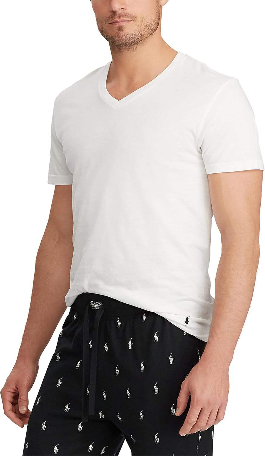 POLO Men's Classic Fit Cotton V neck Undershirt 3 Pack